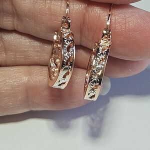 **Sale** Rose Gold Over Sterling Silver Two-tone Dainty Hoop Earrings